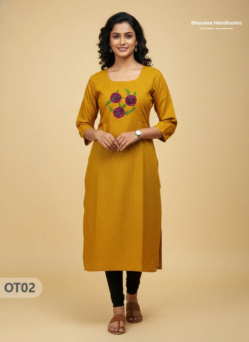 Cotton Tops with Full Length Lining Yellow Colour | Dailywear Essentials
