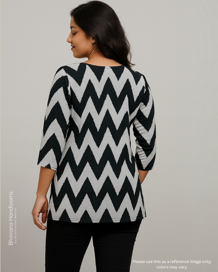 Mul Fabric Short Top Black with Geometric print
