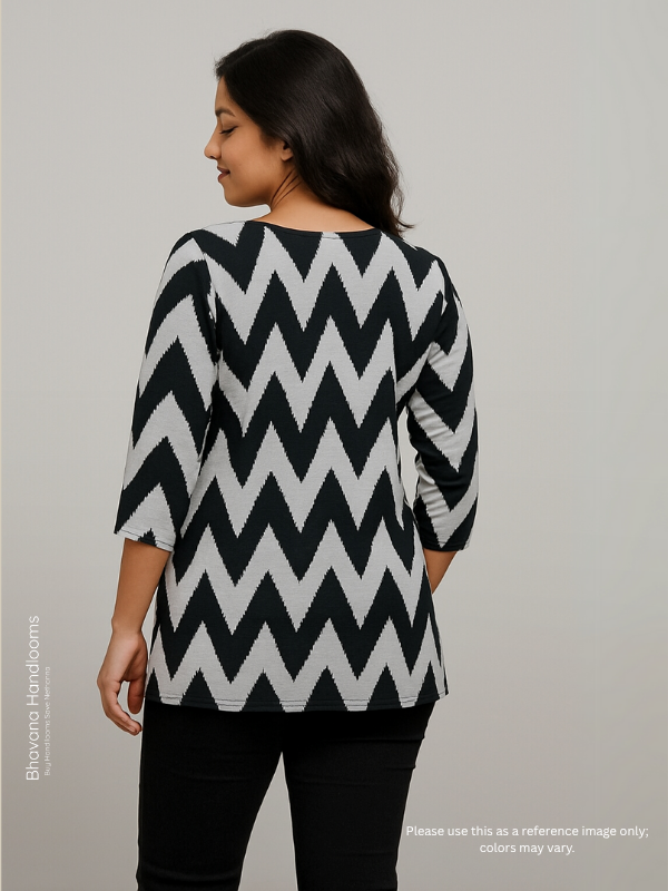 Mul Fabric Short Top Black with Geometric print