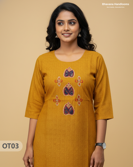 Cotton Tops with Full Length Lining Yellow Colour | Dailywear Essentials