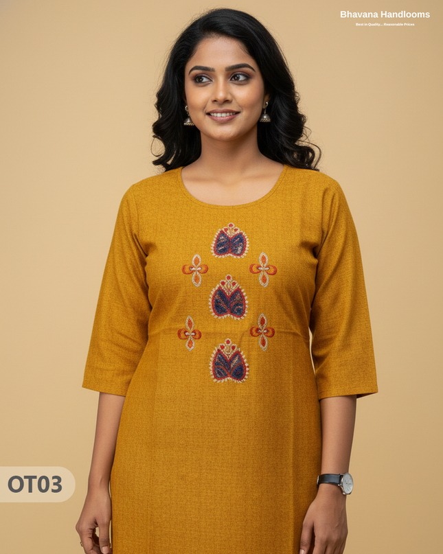 Cotton Tops with Full Length Lining Yellow Colour | Dailywear Essentials