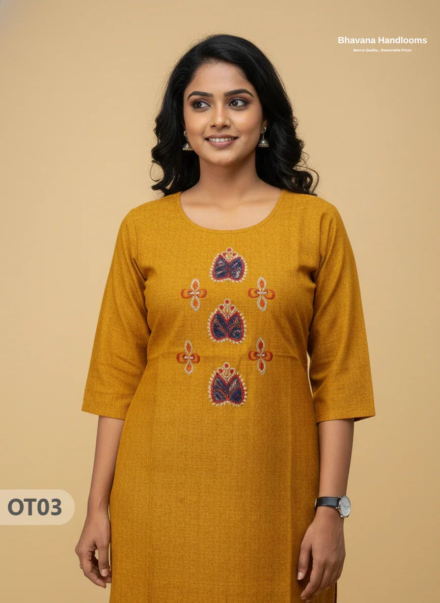 Cotton Tops with Full Length Lining Yellow Colour | Dailywear Essentials