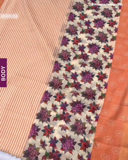 Soft Mul Cotton Orange Digital Print Saree | Lightweight & Comfortable