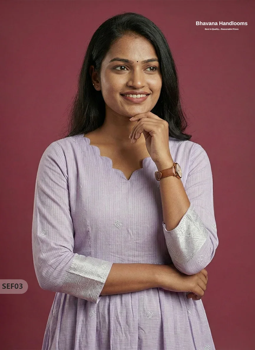Premium Soft Semi Pattu Frock in Pastel Lavender | Full Length Lining
