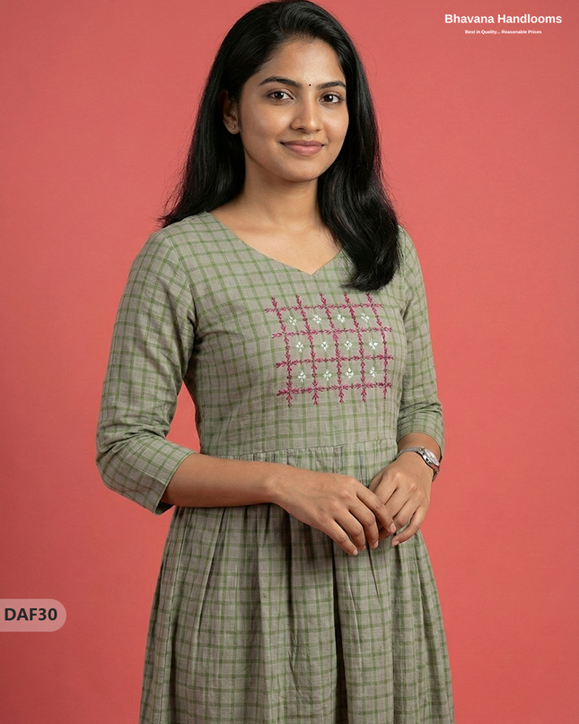 Comfortable Daily Wear Cotton Frock – Gray Colour | Half Lining