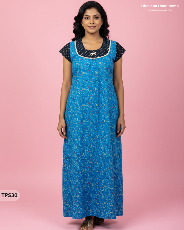 Cotton Printed Nighties | Comfortable Free Size Nightwear for Women
