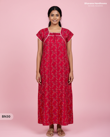 Cotton Printed Nighties | Comfortable Free Size Nightwear for Women