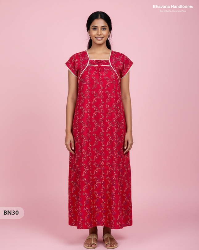 Cotton Printed Nighties | Comfortable Free Size Nightwear for Women