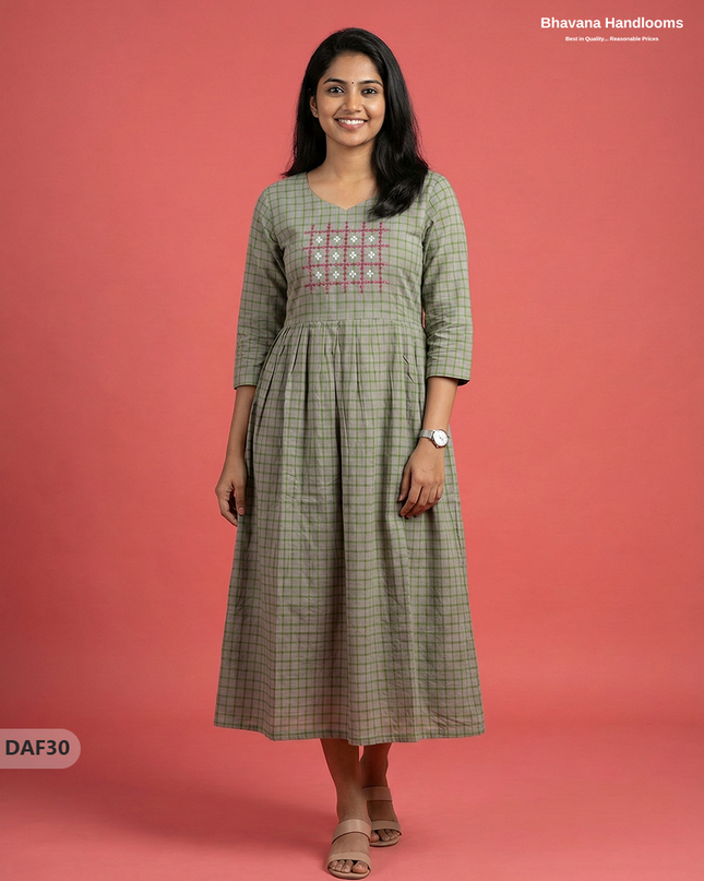Comfortable Daily Wear Cotton Frock – Gray Colour | Half Lining