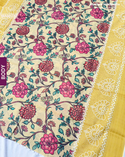 Soft Mul Cotton Yellow Digital Print Saree | Lightweight & Comfortable