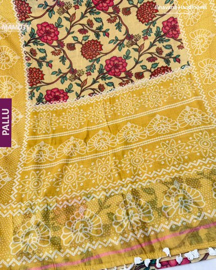 Soft Mul Cotton Yellow Digital Print Saree | Lightweight & Comfortable