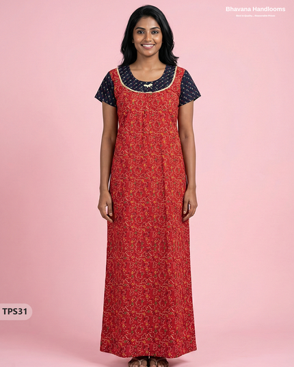 Cotton Printed Nighties | Comfortable Free Size Nightwear for Women