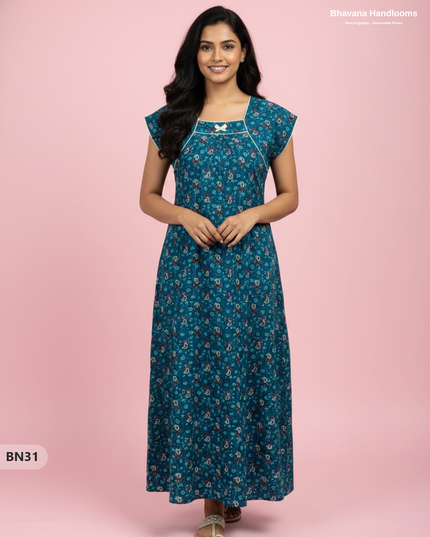 Cotton Printed Nighties | Comfortable Free Size Nightwear for Women
