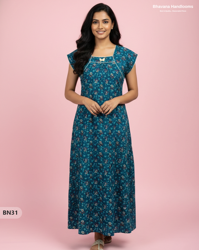 Cotton Printed Nighties | Comfortable Free Size Nightwear for Women