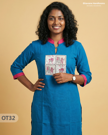 Cotton Tops with Full Length Lining Blue Colour | Dailywear Essentials