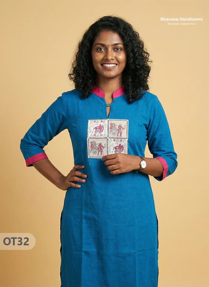 Cotton Tops with Full Length Lining Blue Colour | Dailywear Essentials