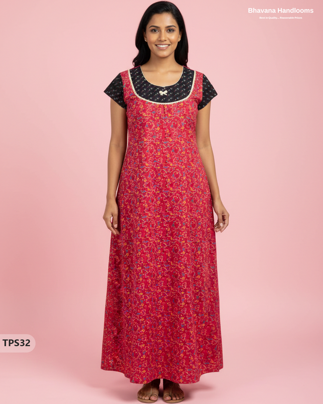 Cotton Printed Nighties | Comfortable Free Size Nightwear for Women