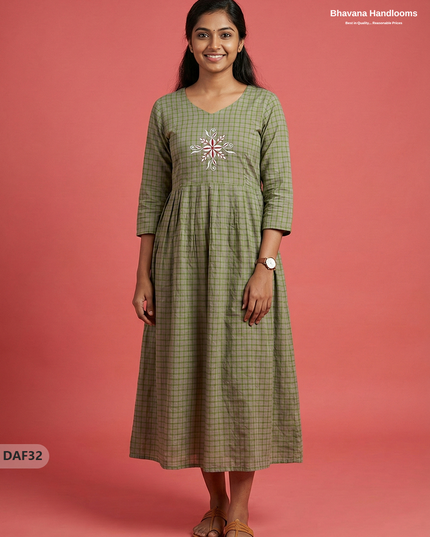 Comfortable Daily Wear Cotton Frock – Gray Colour | Half Lining