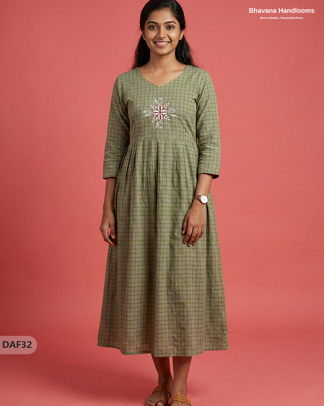 Comfortable Daily Wear Cotton Frock – Gray Colour | Half Lining