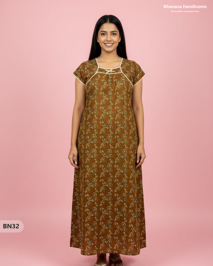 Cotton Printed Nighties | Comfortable Free Size Nightwear for Women
