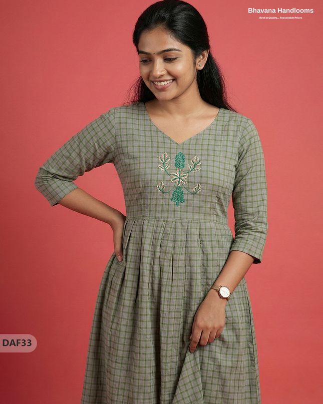 Comfortable Daily Wear Cotton Frock – Gray Colour | Half Lining