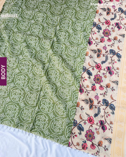 Soft Mul Cotton Light Green Digital Print Saree | Lightweight & Comfortable