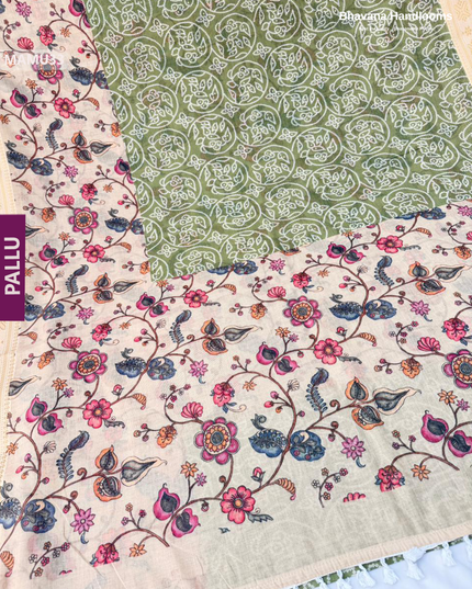 Soft Mul Cotton Light Green Digital Print Saree | Lightweight & Comfortable