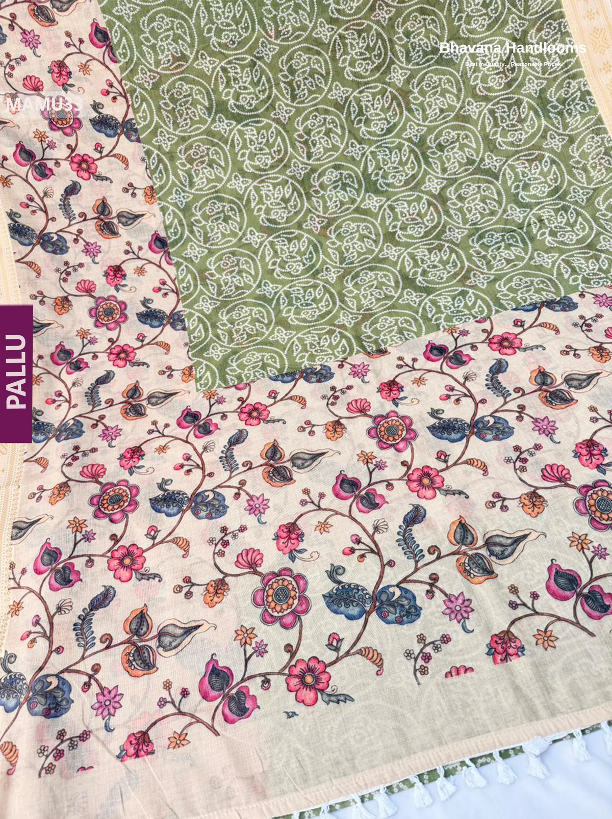Soft Mul Cotton Light Green Digital Print Saree | Lightweight & Comfortable