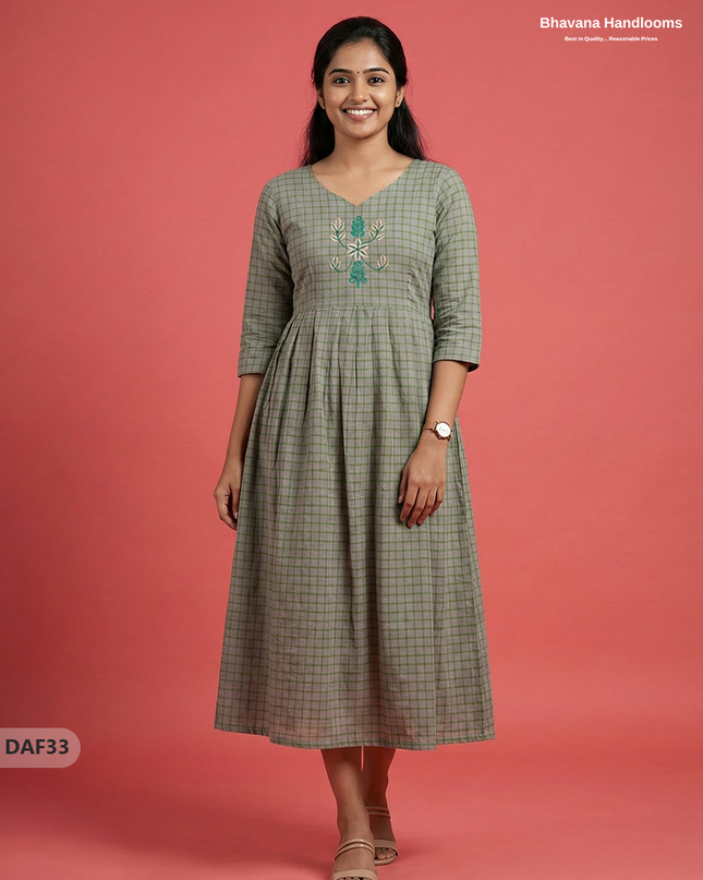 Comfortable Daily Wear Cotton Frock – Gray Colour | Half Lining