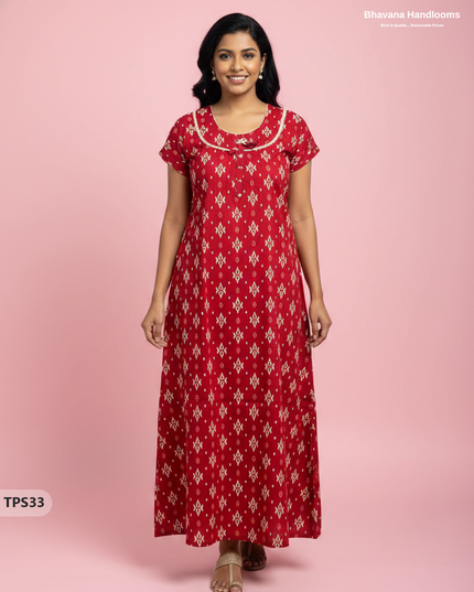 Cotton Printed Nighties | Comfortable Free Size Nightwear for Women