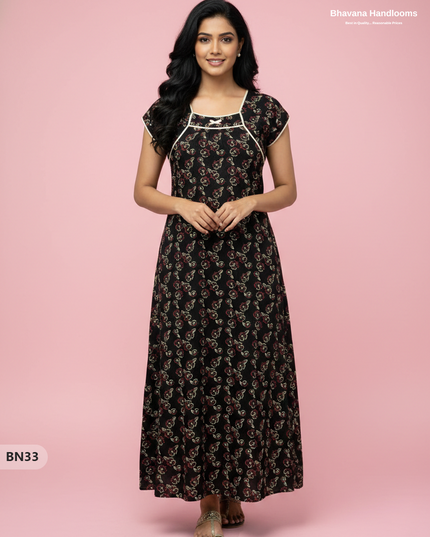 Cotton Printed Nighties | Comfortable Free Size Nightwear for Women