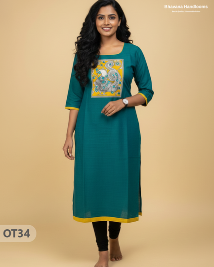 Cotton Tops with Full Length Lining Emrold Green Colour | Dailywear Essentials