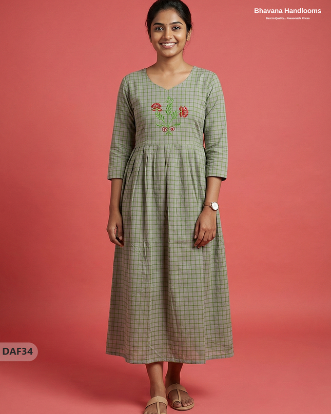 Comfortable Daily Wear Cotton Frock – Gray Colour | Half Lining
