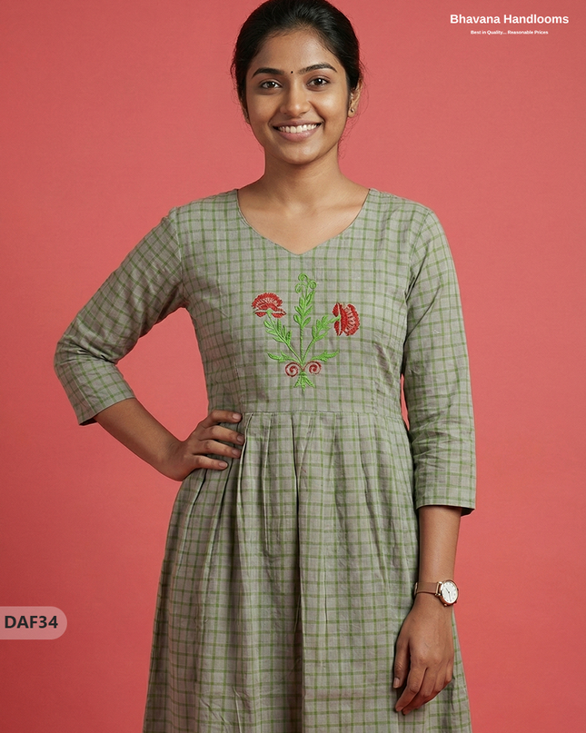 Comfortable Daily Wear Cotton Frock – Gray Colour | Half Lining