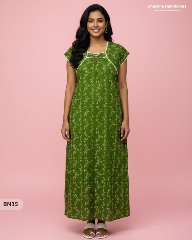 Cotton Printed Nighties | Comfortable Free Size Nightwear for Women