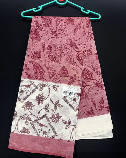 Chirala cotton saree Majentha Pink shade and printed blouse