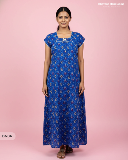Cotton Printed Nighties | Comfortable Free Size Nightwear for Women