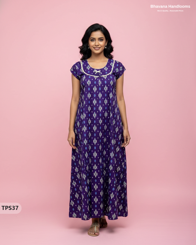 Cotton Printed Nighties | Comfortable Free Size Nightwear for Women