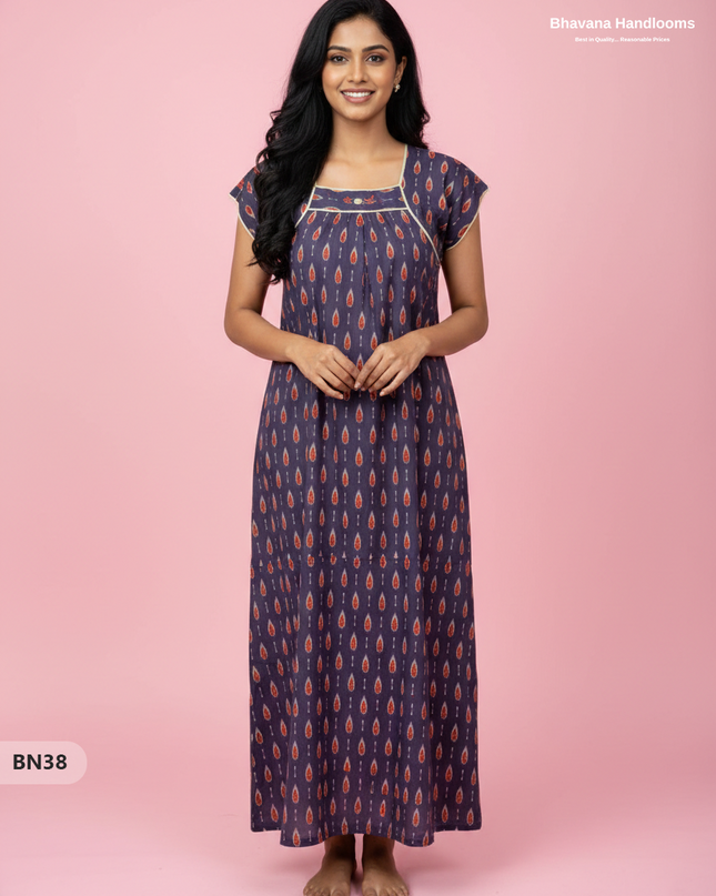Cotton Printed Nighties | Comfortable Free Size Nightwear for Women