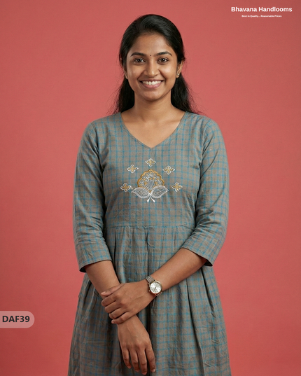 Comfortable Daily Wear Cotton Frock – Gray Colour | Half Lining