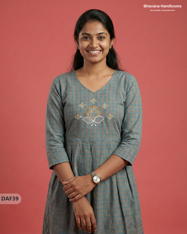Comfortable Daily Wear Cotton Frock – Gray Colour | Half Lining