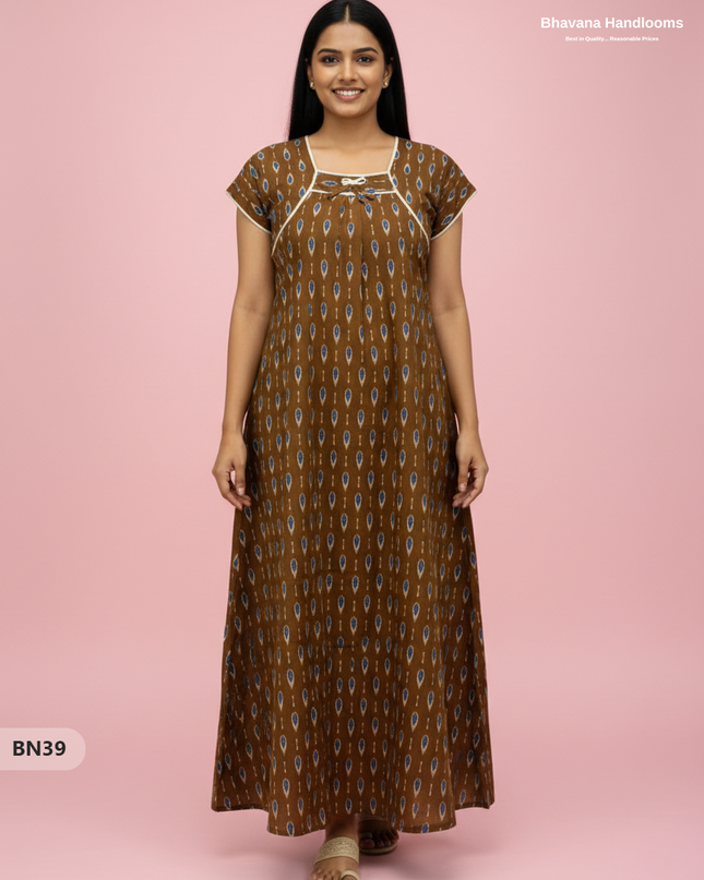 Cotton Printed Nighties | Comfortable Free Size Nightwear for Women