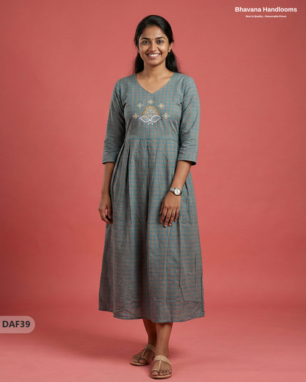 Comfortable Daily Wear Cotton Frock – Gray Colour | Half Lining