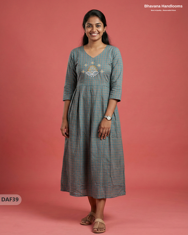 Comfortable Daily Wear Cotton Frock – Gray Colour | Half Lining