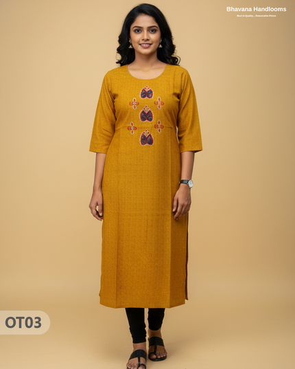 Cotton Tops with Full Length Lining Yellow Colour | Dailywear Essentials