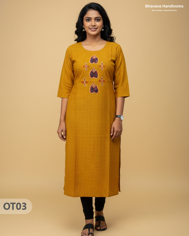 Cotton Tops with Full Length Lining Yellow Colour | Dailywear Essentials