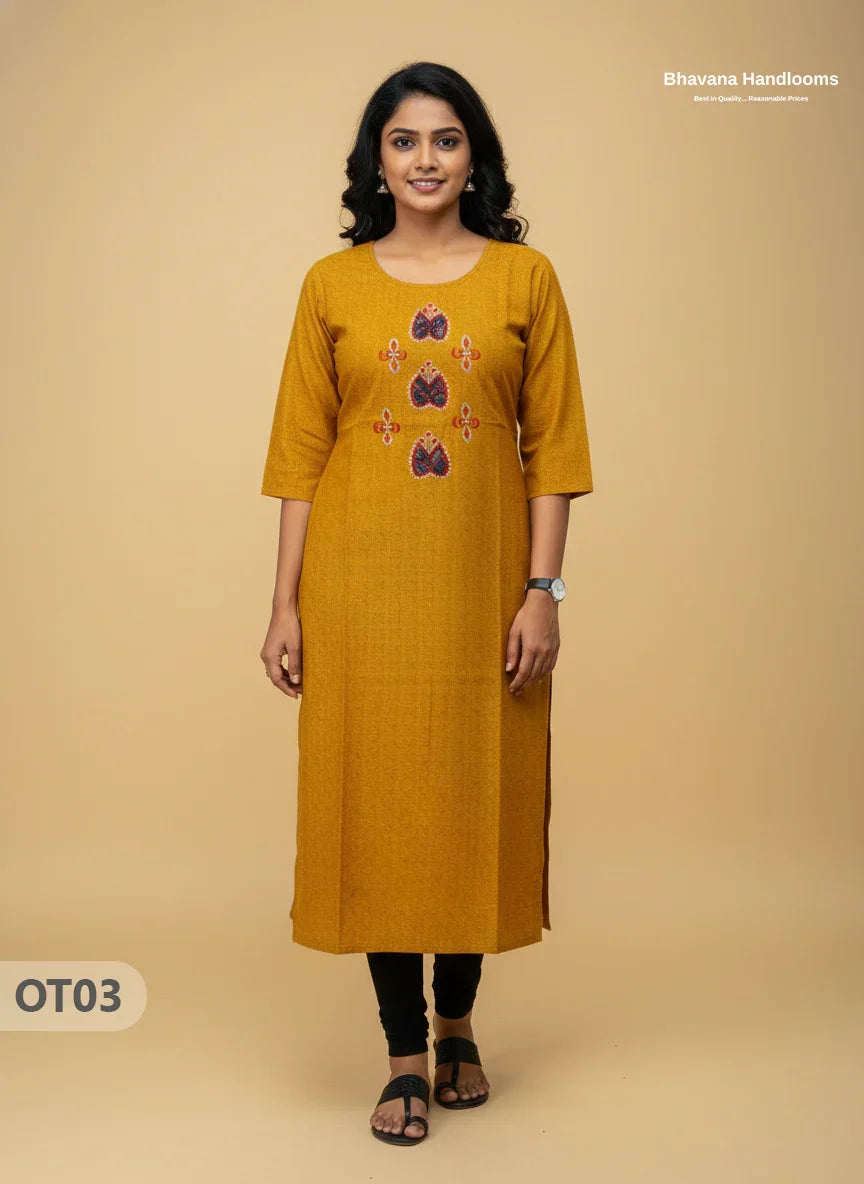 Cotton Tops with Full Length Lining Yellow Colour | Dailywear Essentials