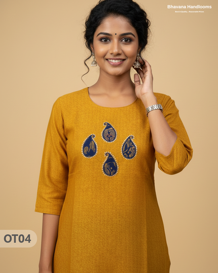Cotton Tops with Full Length Lining Yellow Colour | Dailywear Essentials