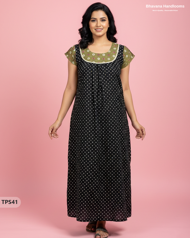 Cotton Printed Nighties | Comfortable Free Size Nightwear for Women