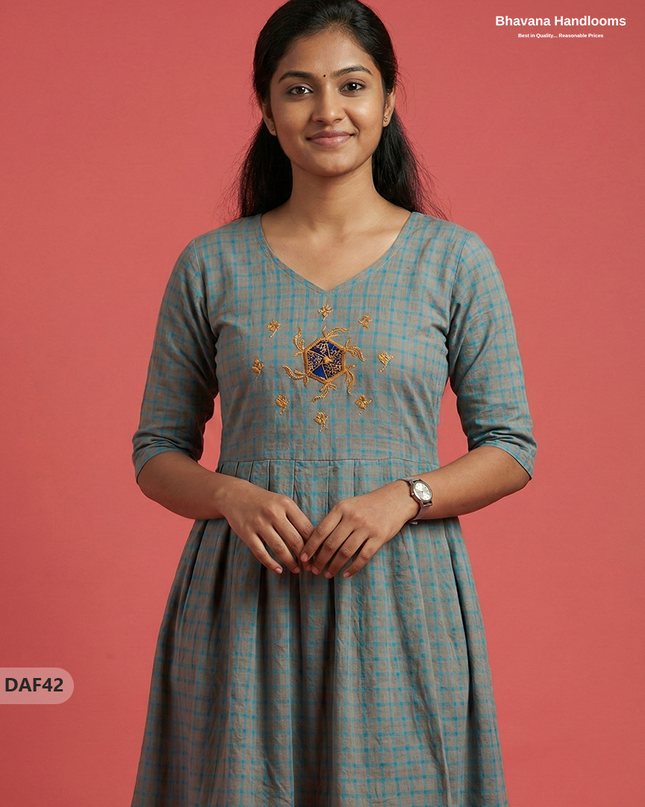 Comfortable Daily Wear Cotton Frock – Gray Colour | Half Lining